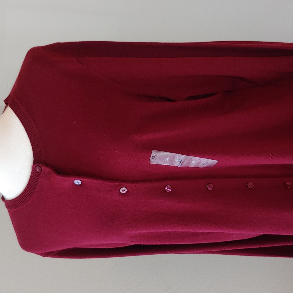 Karen Scott Women's Merlot Red Cardigan Long Sleeves Size XL NWT - Picture 3 of 17